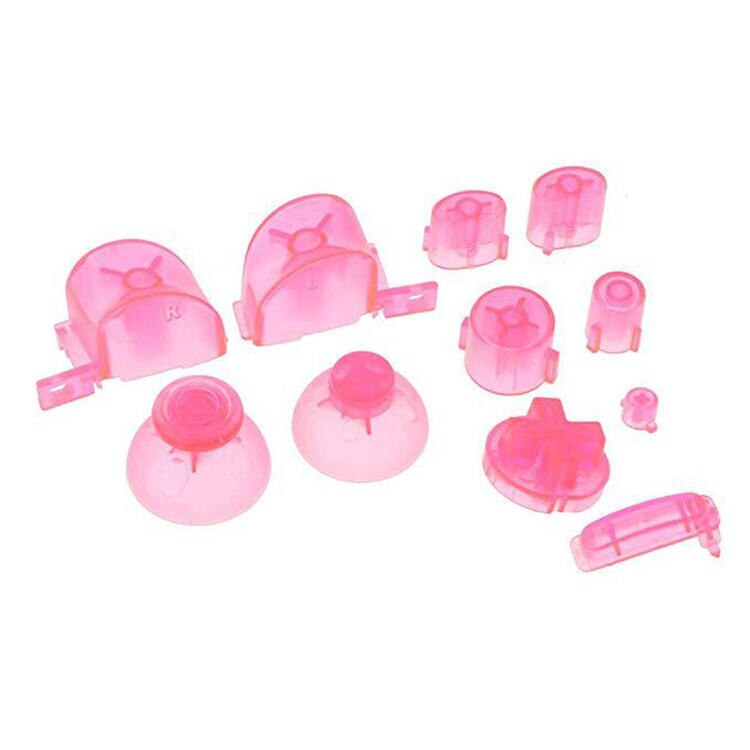 Juego completo de botones para Nintendo Gamecube, teclas coloridas L R ABXY Z con tapas de Thumbsticks para mando llamativo Y X A B para N GC: Transparent Pink