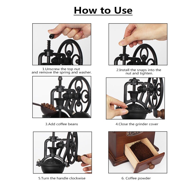 Retrostil burr kaffekvarn manuell hand kaffebryggare majs kvarn hand-vev rulle kaffekvarn kaffeverktyg