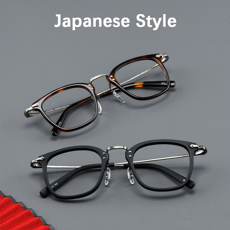2024 Japan Luxe Puur Titanium Rechthoekig Frame Brillen Man Zakelijke Stijl Acetaat Vierkante Bijziendheid Lenzen Bril