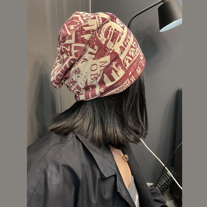 Unisex hue hue efterår behagelig bomuldshue mænd retro strik hue kvinder balaclava sport tørklæde bobble hat forårs strik: Burgunder