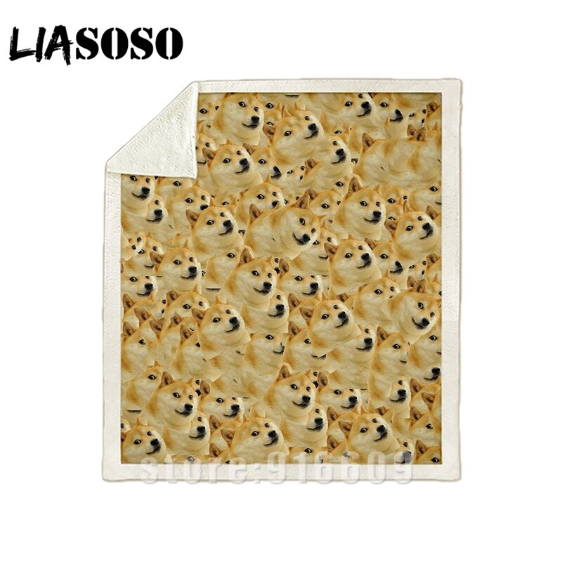 3d print sofasenge mønstret kontor harajuku vinter shiba inu hundetæppe sød doge sengetæppe baby rejse blødt udflugtstæppe: 1006 / 130 x 150cm