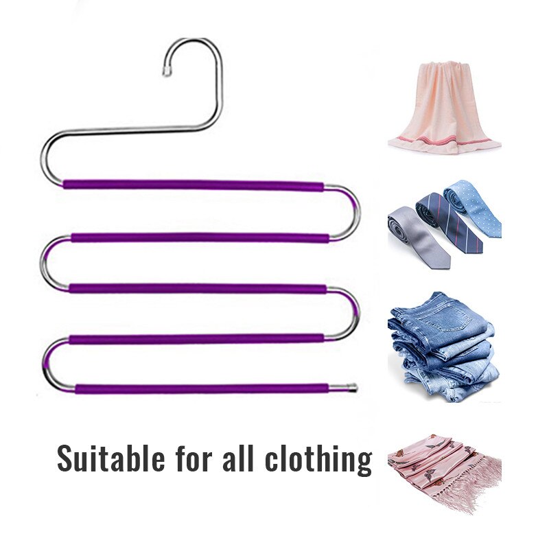 5 layers S Shape MultiFunctional Clothes Hangers Pants Storage Hangers Cloth Rack Multilayer Storage Cloth Hanger 1PCs