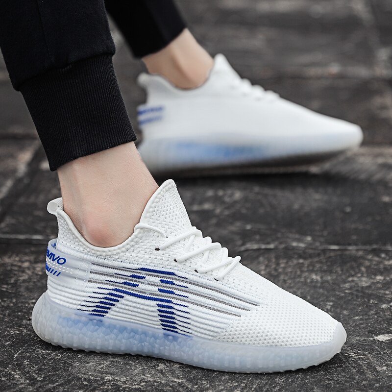 Zomerse stijl mesh ademend vliegende geweven herenschoenen kokosnoot gipskruid engel gelei onderkant eenvoudig