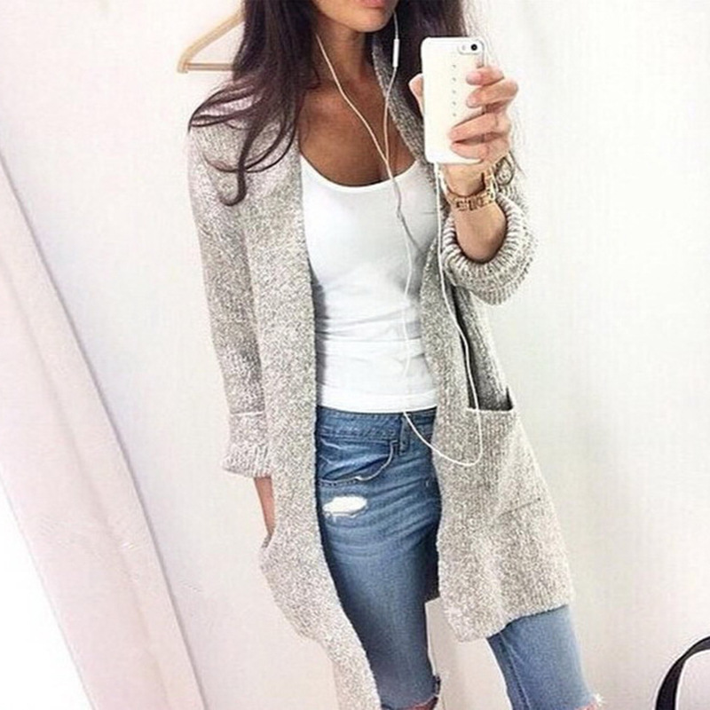 Autumn Winter Women Long Sleeve loose knitting cardigan sweater Womens Knitted Female Cardigan pull femme