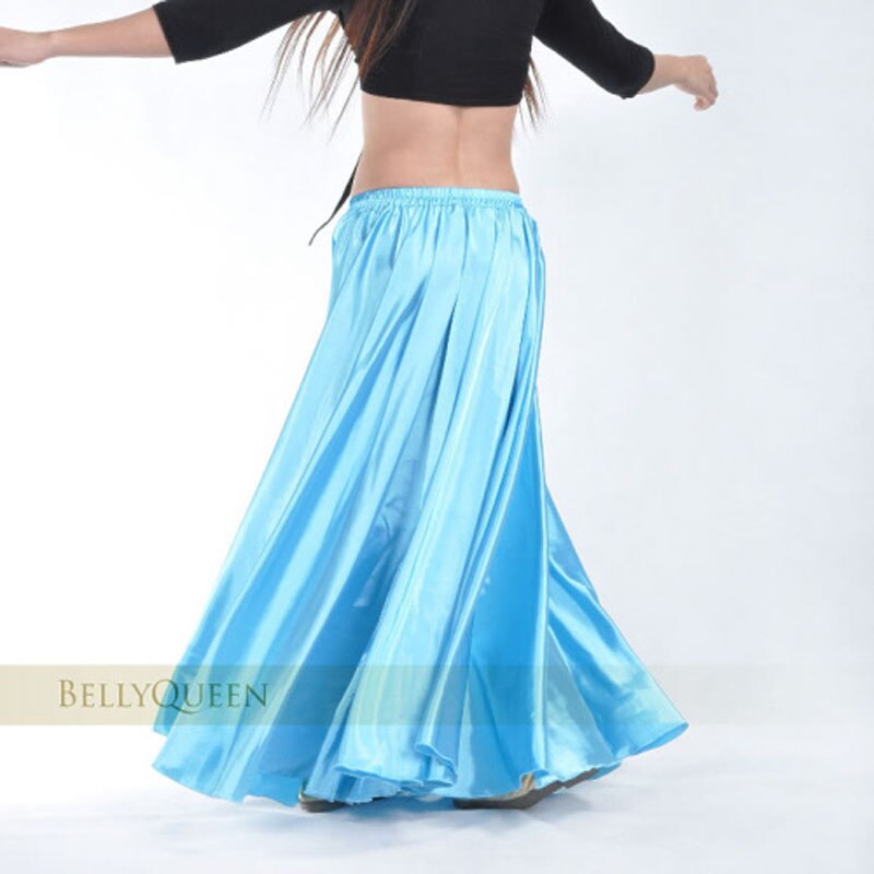 Jupe longue en Satin et Polyester de pour femmes, tenue de scène espagnole, Performance de danse, costume Flamenco, jupe de 360 à 720 degrés: Color9 / S