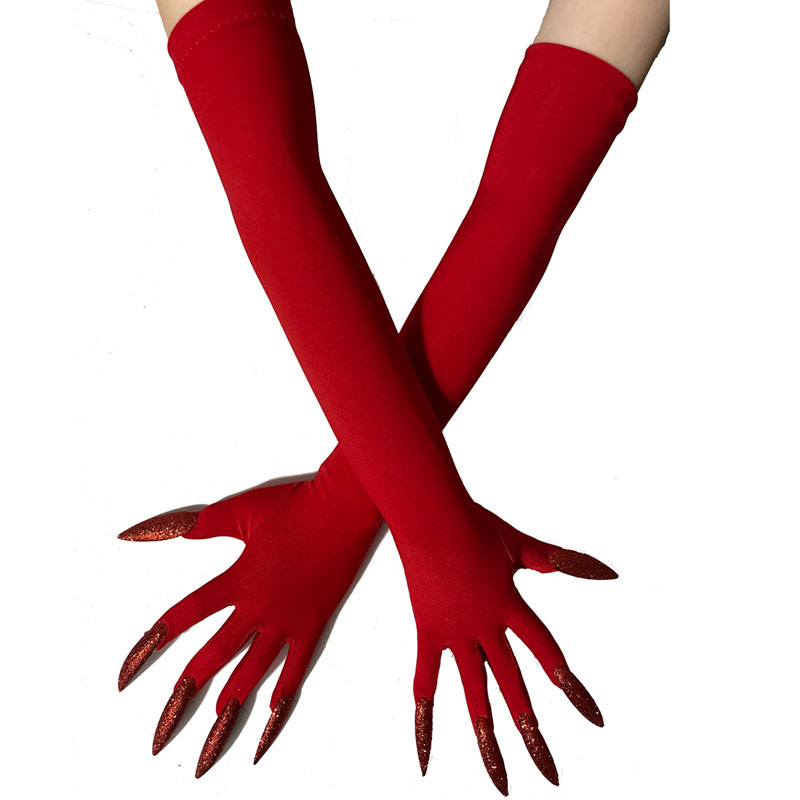 Cool Halloween Handschoenen Lange Ghost Klauw Jurk Up Handschoenen Mode Zwarte Lange Nagels Cosplay Halloween Grappig Handschoenen