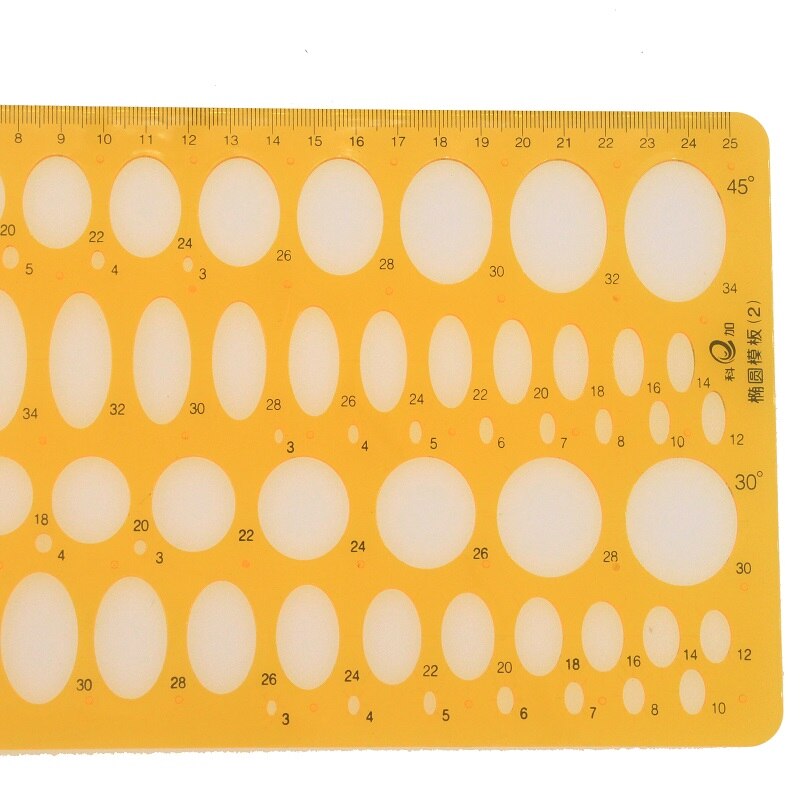 25cm Ellipse Oval Stencil Template Art Drawing Aid Tool Including 25 30 35 45 Degree School Math Ruler