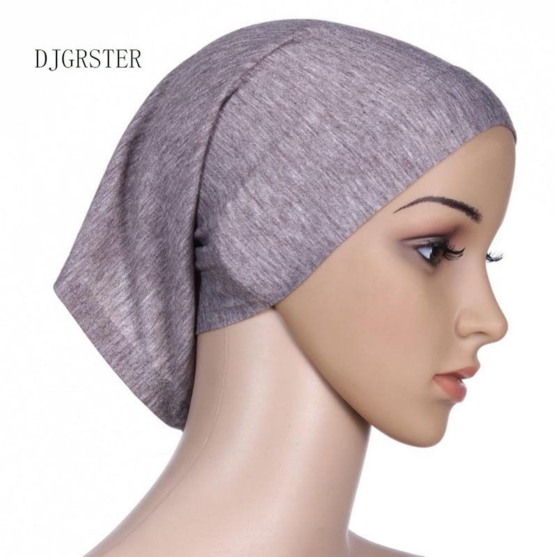 Djgrster stretchbar hijab undersjal keps sjal muslim islim halsduk inre pannband hijab polyester fiber 15 färger