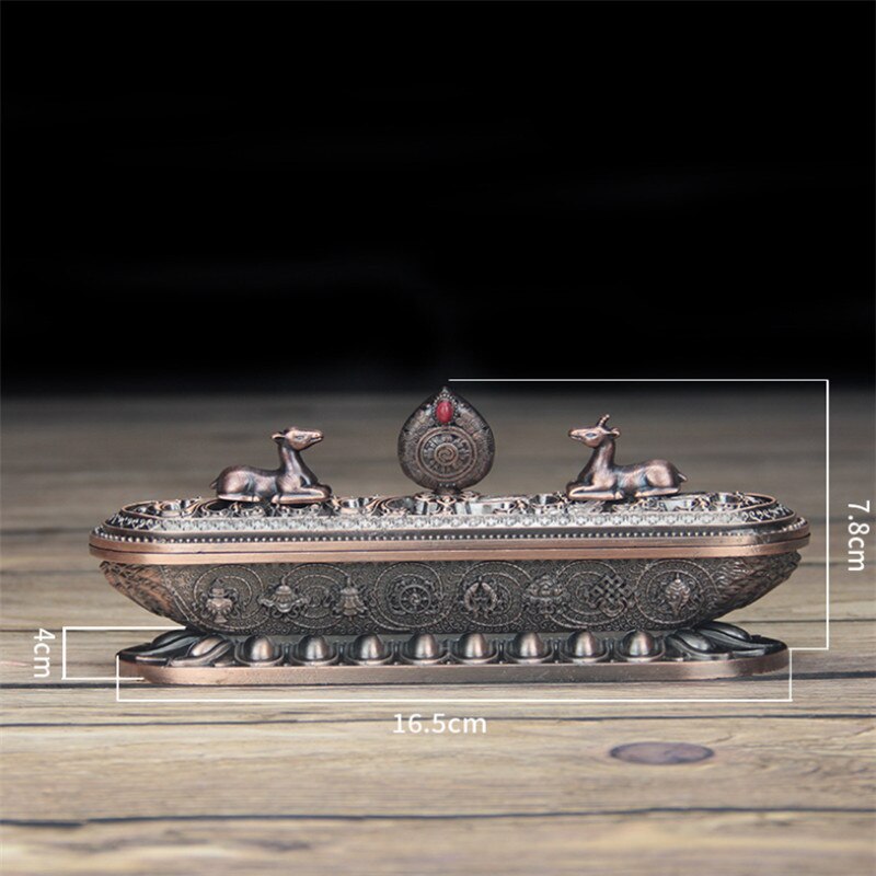 Copper Tibet Incense Burner Antique Handmade Incense Stick Holder Zen Buddhist Teahouse Home Office Decoration Crafts Ornaments