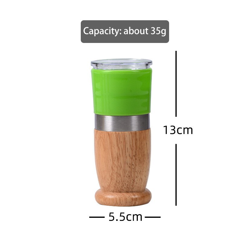 Mini handmatige pepermolen hout + plastic handmatige peper zout kruidenmolen molen kruiden voor keuken maalgereedschap accessoires: Groen klein formaat