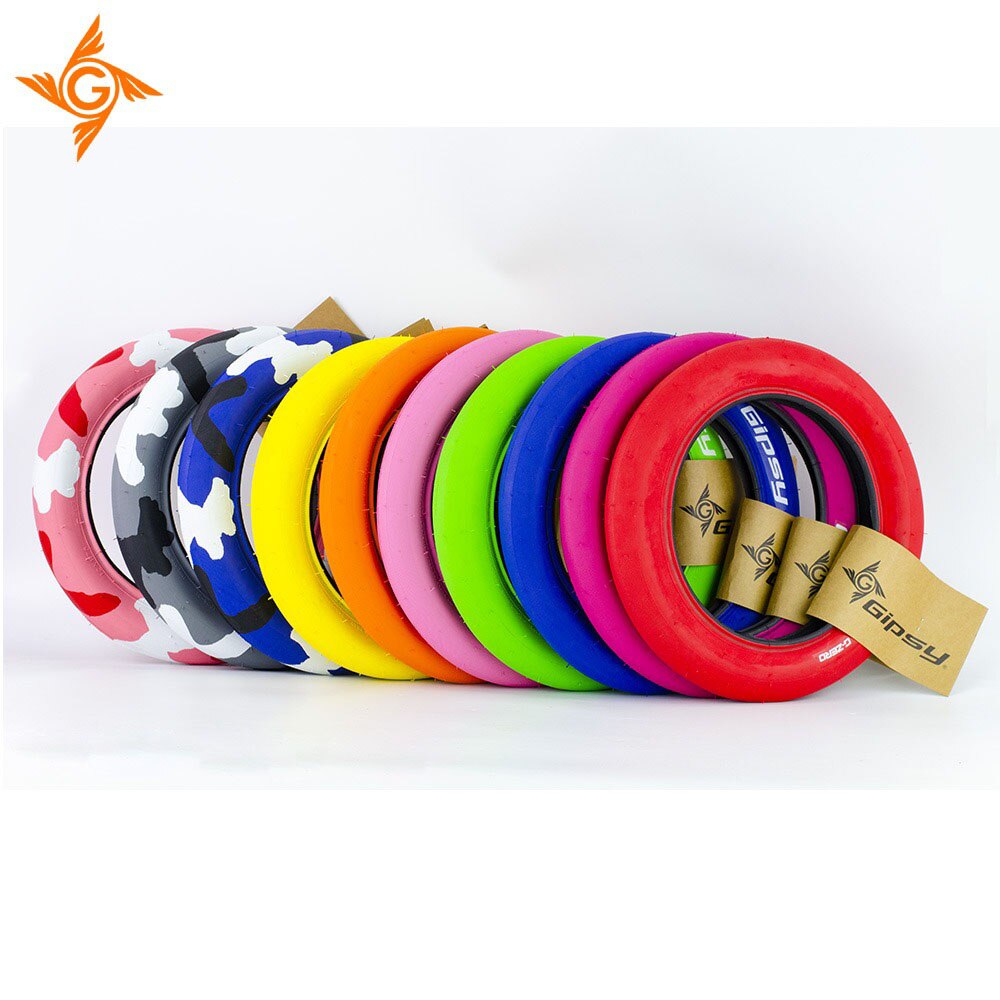 Pneus de vélo 12 pouces pour enfants, pneu lisse, 1.75g, 10 couleurs, 12x240, 60TPI,