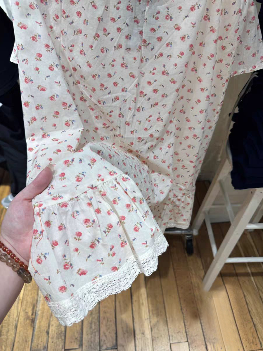 Røde blomstrede midi-nederdele kvinder sommer blondekant a-linje lange faldas kvindelige preppy stil all-match søde søde bomuldsnederdele  y2k