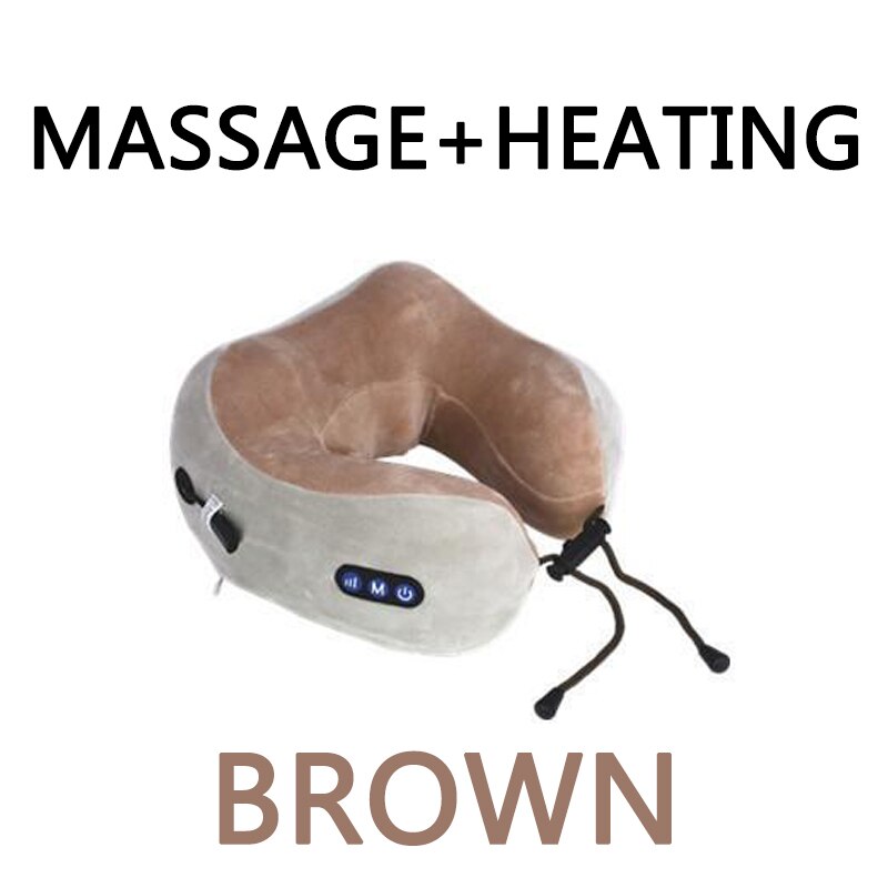 Sb Massage U-Vormig Kussen Nek Kussen Multifunctionele Schouder En Halswervel Elektrische Outdoor Kussen Voor Vliegtuig: Brown 3