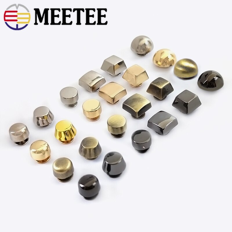 20pcs Meetee Rivets Nails for Bag Hardware Handbag Decorative Studs Button Nail Metal Buckles Clasp Snap Hook DIY Leather Craft