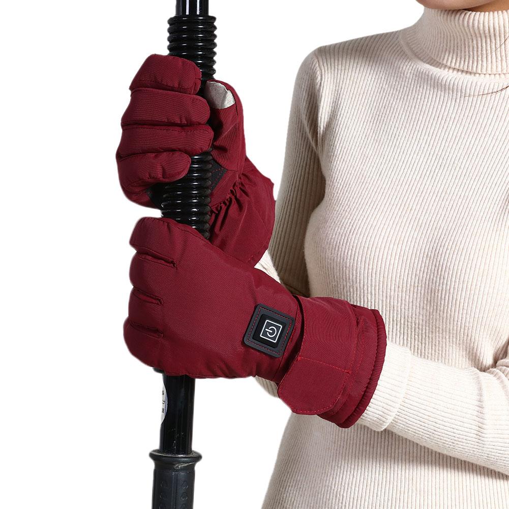 Women Electric Heated Gloves Rechargeable 2600MA Lithium Battery Waterproof Touch Screen Motorcycle Scooter Skiing Heating Glove