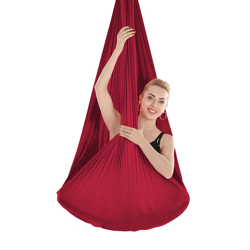 5*2.8m High Strength Aerial Silk Yoga Swing Hammock Anti-Gravity Flying Inversion Yoga Belts for GYM Home Exercise Fitness: Burgundy
