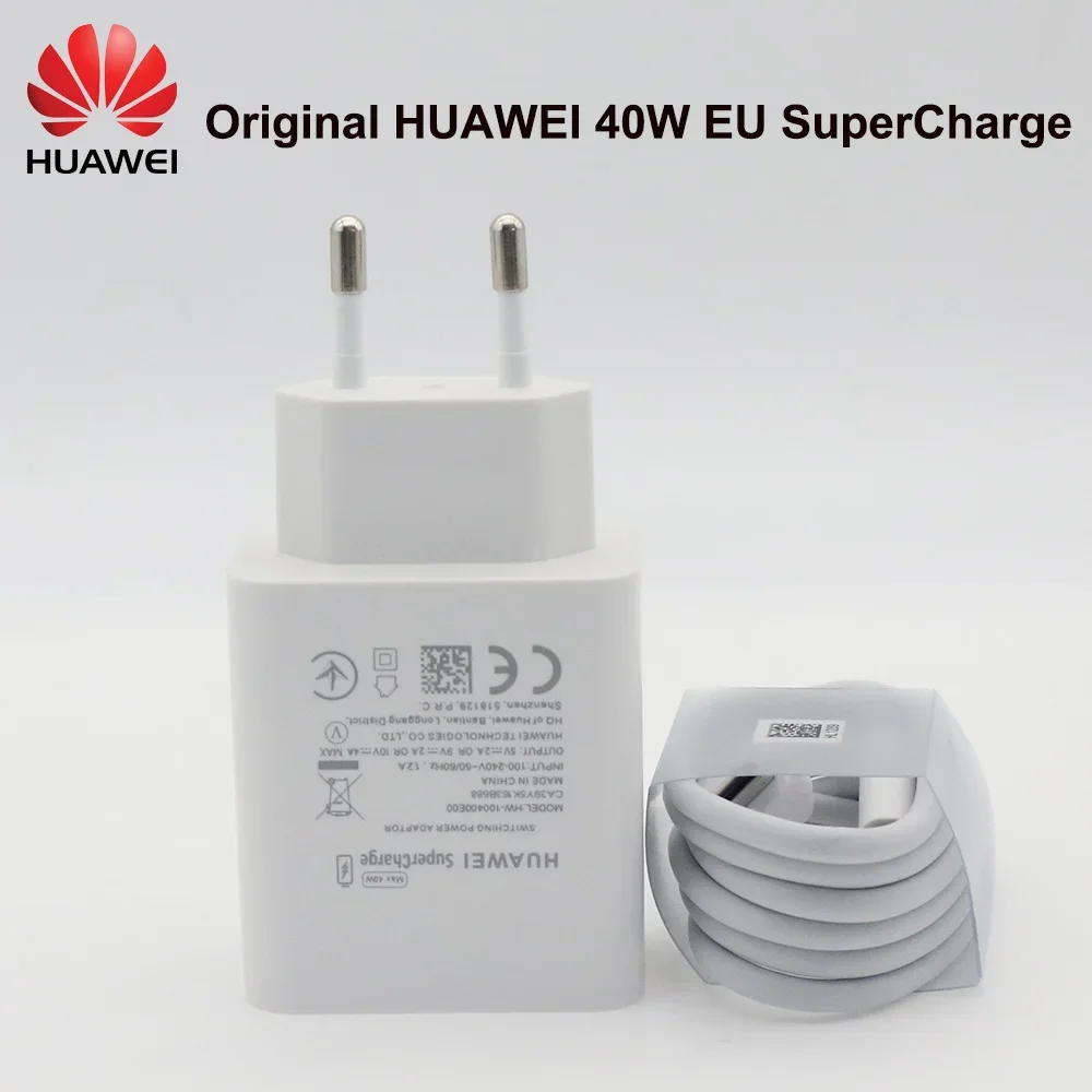40W Original HUAWEI chargeur rapide 22.5W EU US superchararge Type C câble pour HUAWEI P30 P40 P20 Pro lite Mate 9 10 Pro Mate 20 V20: orange