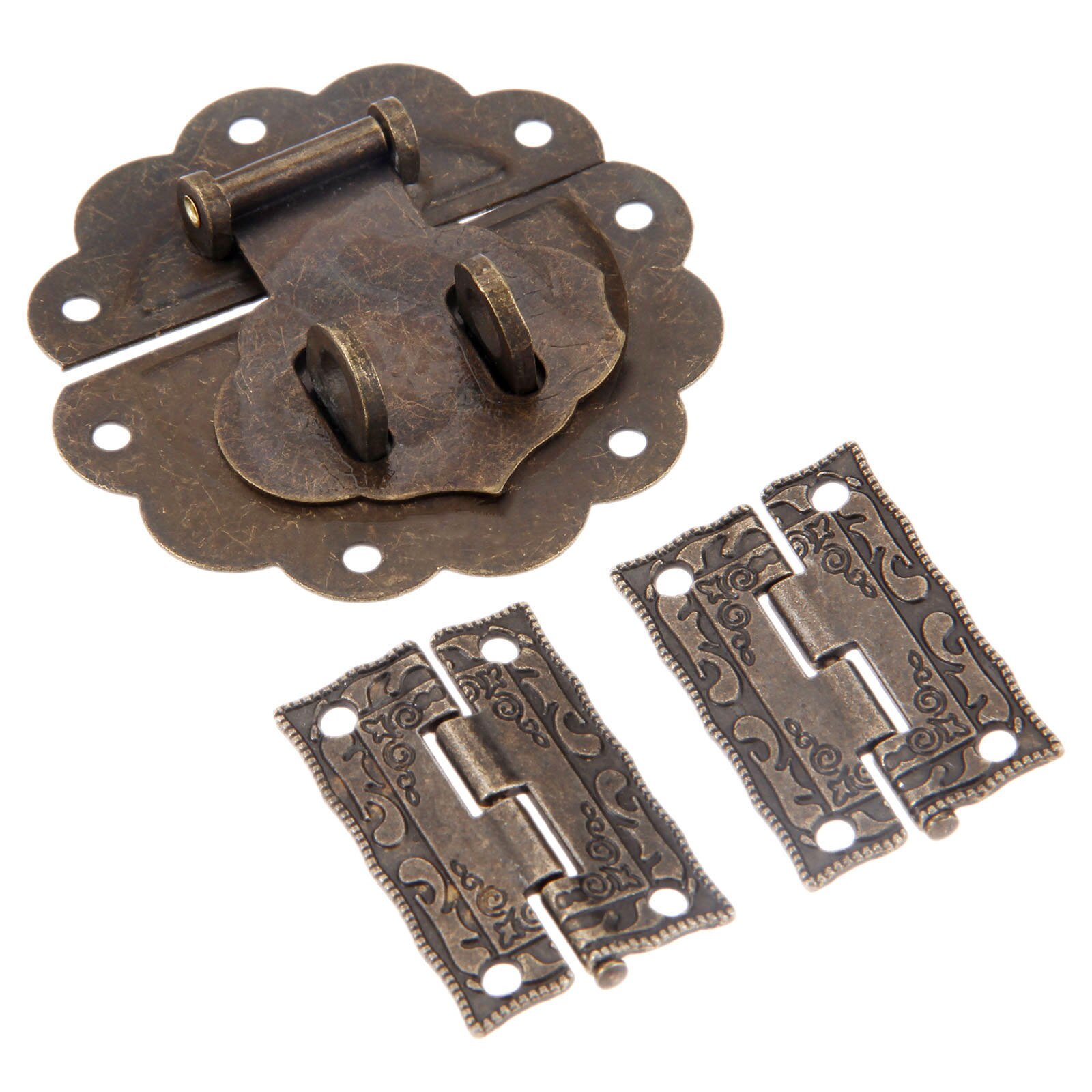 Antieke Meubels Hardware Set Toggle Klink Hasp Gesp Sluiting Decoratieve Chinese Oude Hangslot Lock Voor Sieraden Houten Doos 58Mm