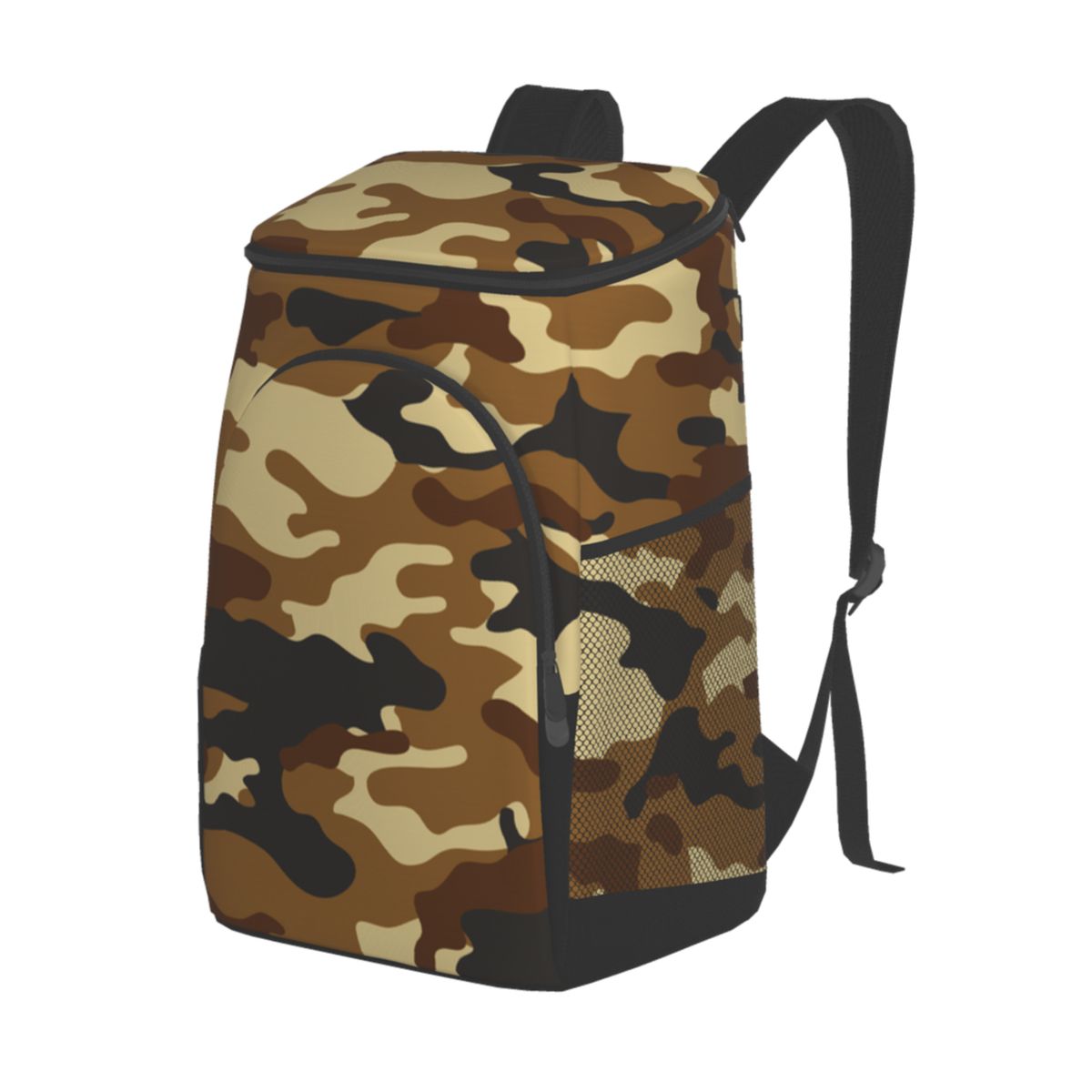 Camouflage 45 Cans Insulated Cooler Backpack Lunch Cooler Bag for Lunch Picnic Hiking Camping Beach Park Day Trips: Black 8