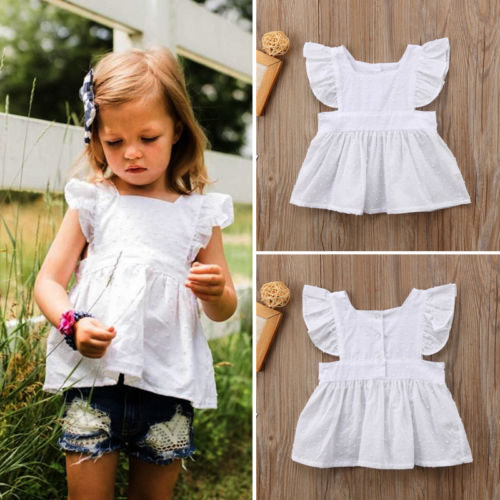 Vackra nyfödda barn bebis flickor volang blusar toppar sommarskjorta blus klänning kläder outfits