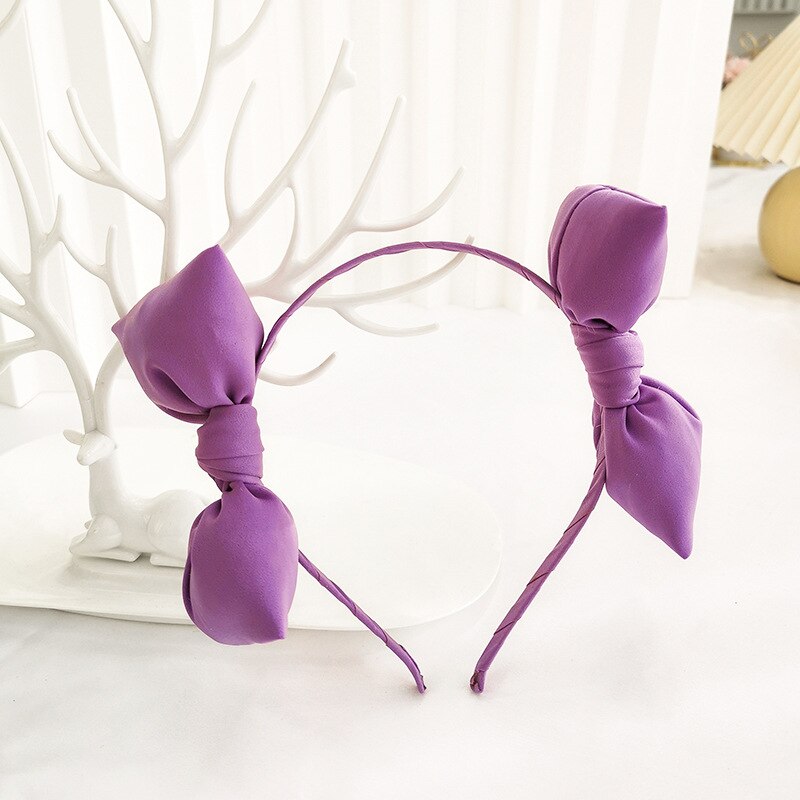 Serre-tête à Double nœud papillon pour filles, serre-tête coréen, accessoires de cheveux, tendance, mignon, mobile, en peluche: Violet