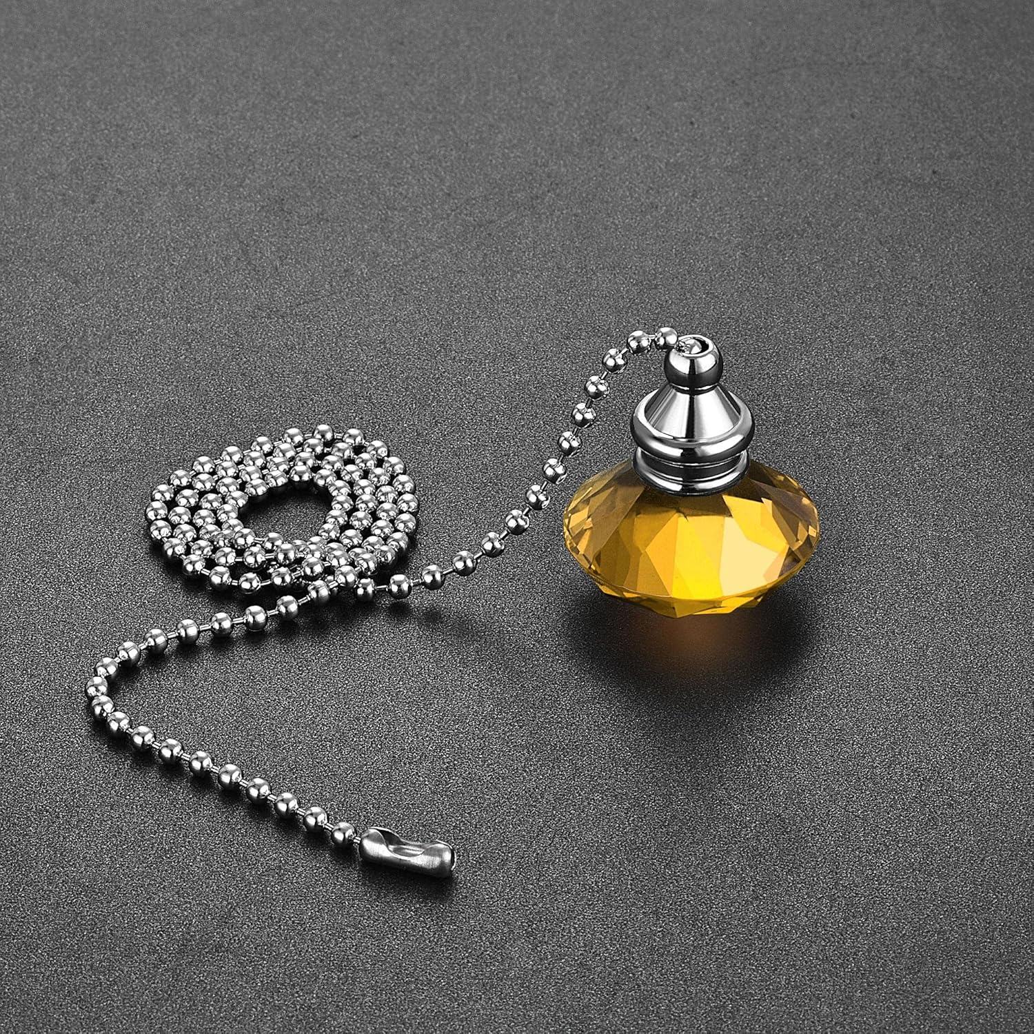 20 Inch Ceiling Fan Pull Chain, Decorative Crystal Fan Pull Chain Ornament Extension, Diameter Beaded Pendant, Amber 2Pcs