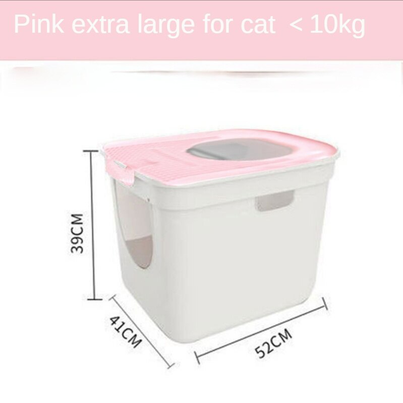 Full Enclosed Litter Box Cats Bedpans Pet Litter Tray Potty Toilet Anti Splash Deodorant Kitten Products Dormatory Cama Gato: Pink XL