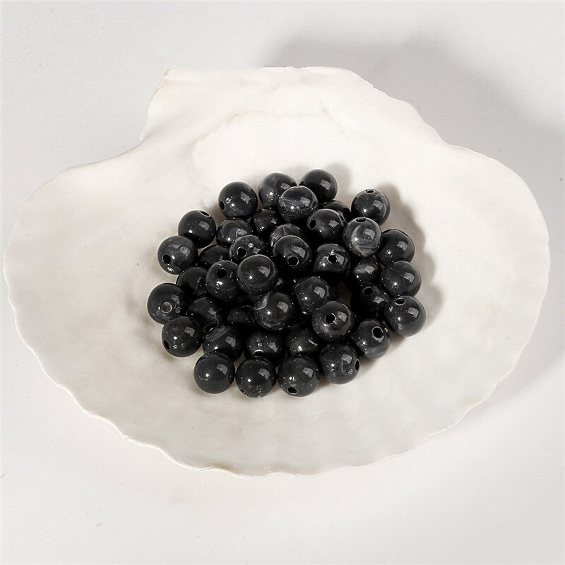 100pcs 6mm Acrylic Clouds Beads Effect Round BEADS Spacer Loose Beads For Jewelry Making Accessories DIY Bracelet Necklace: Black