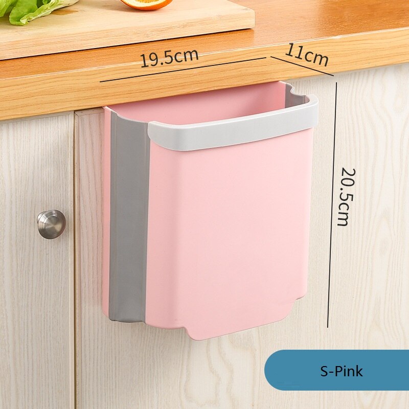 Folding Wall Mounted Waste Bin Kitchen Hanging Trash Bin Waste Storage Bucket Bathroom Garbage Holder Dustbin Kitchen Organizers: C-S