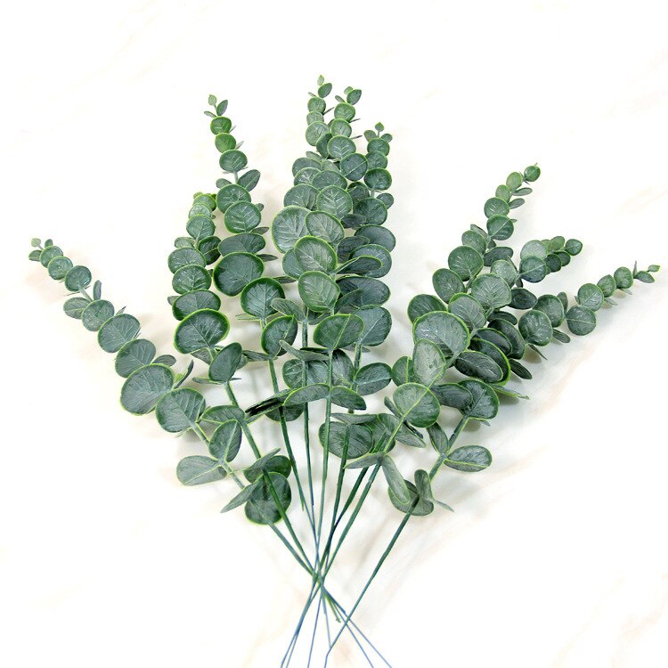 1 Piece Simulation Eucalipto Single Artificial Eucalyptus Leaf Artificial Plants For Wedding Shooting Prop Home Decoration: 1