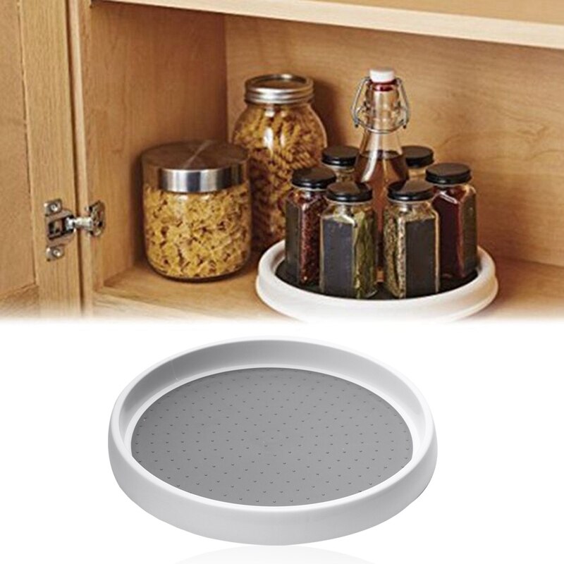 360 Rotation Non-Skid Spice Rack Pantry Cabinet Turntable with Wide Base Storage Bin Rotating Organizer for Kitchen Seasoning