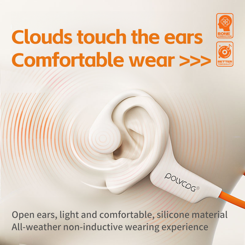 POLVCDG Słuchawki douszne z przewodnictwem kostnym Słuchawki Bluetooth 32 GB pamięci IPX8 wodoodporne pływanie, bieganie i jazda na rowerze