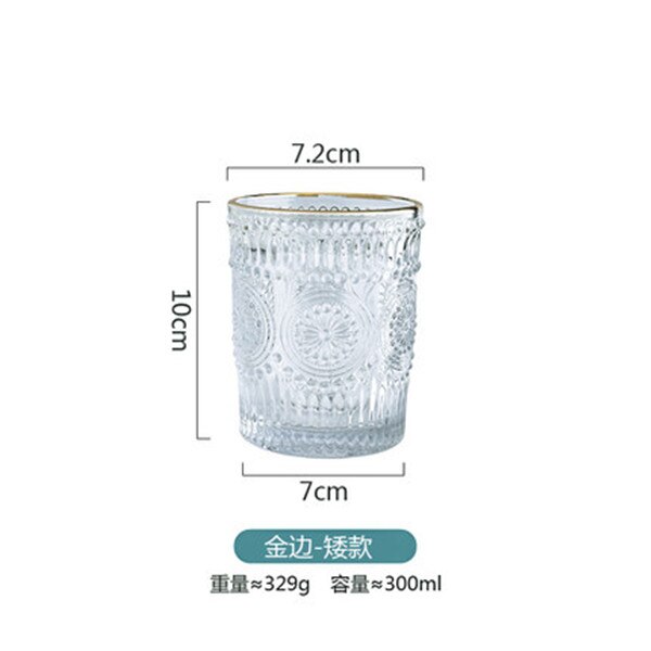 Chic Glas Cup Graveren Bloemen Koffie Mok Thee Beker Wijn Glas Goud Pringting Transparant Kristal Thuis Drinkware Huwelijkscadeau: style 1