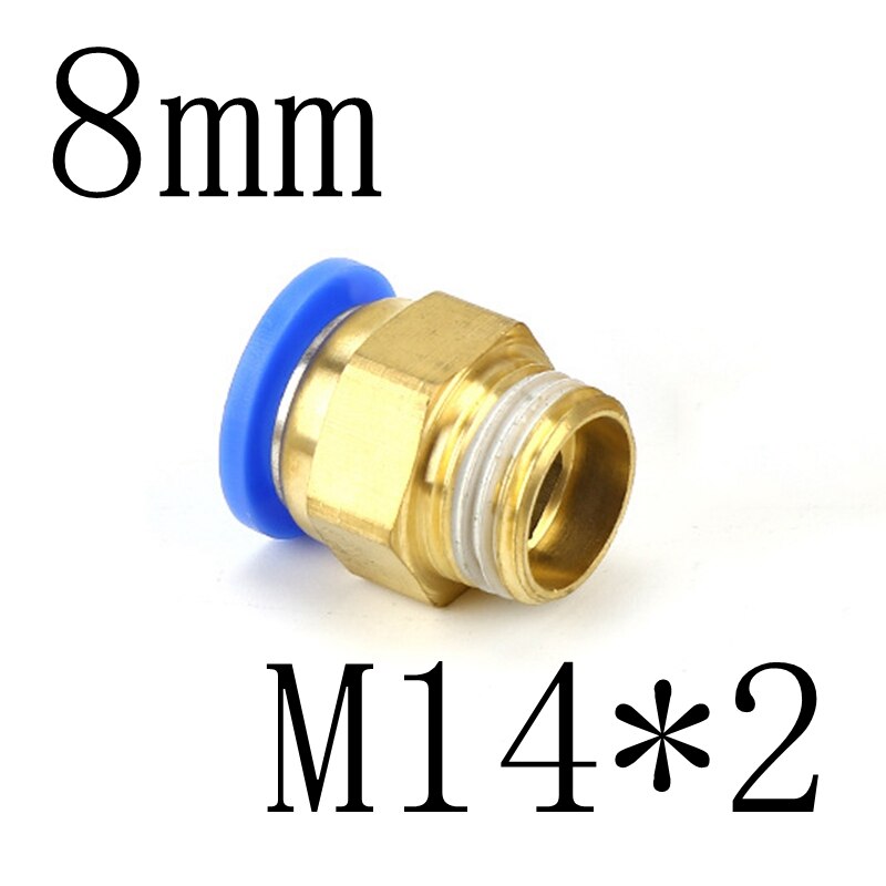 8mm Tube To M5 M6 M8 M10 M12 M14 M16 M20 Male Thread Straight One Touch Air Pneumatic Push In Pipe Fitting Quick Connector: PC8-M14x2