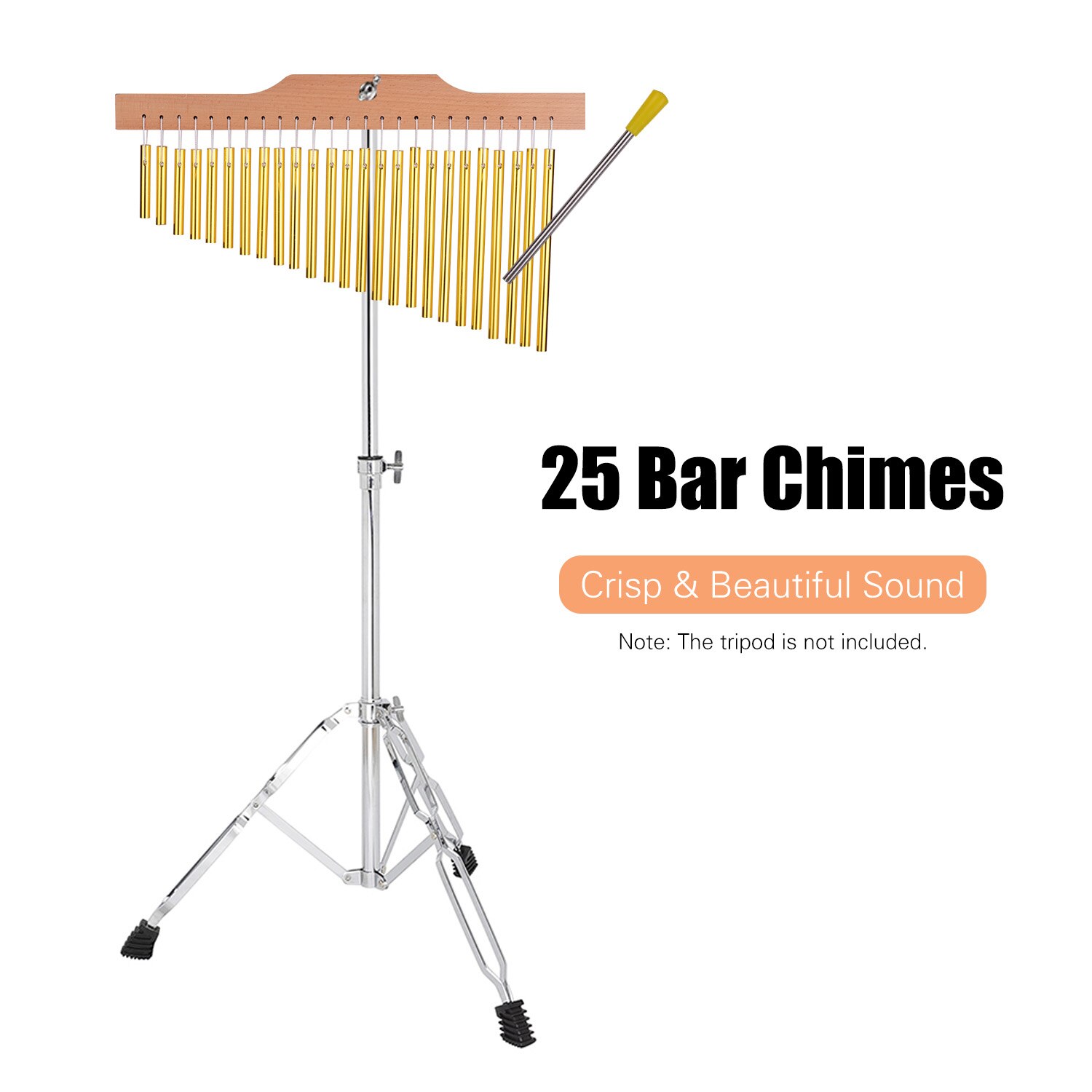 25 bar chimes guld aluminiumslegering træ bar – Grandado