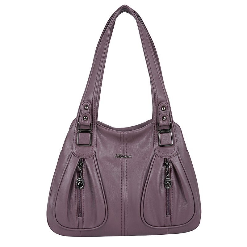 Solid Color PU Leather Shoulder Bags for Women Luxury Handbags Women Bags Handbags Tote Bag Sac: Taro purple