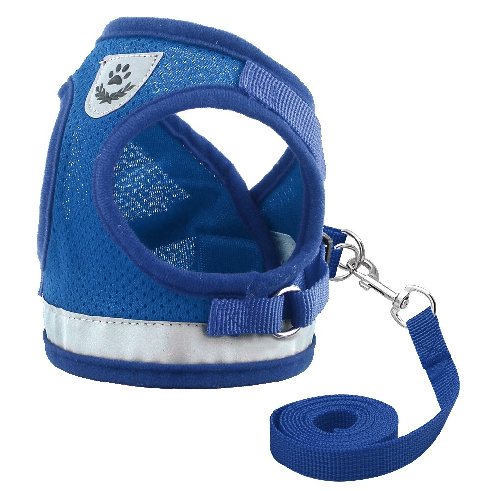 Szelki dla psa Chihuahua mops małe średnie psy siatka nylonowa Puppy Cat szelki kamizelka odblaskowa smycz na spacery Petshop: Niebieski / XL