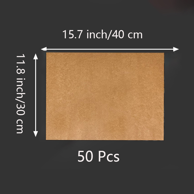 Papel antiadherente para hornear, hoja resistente a altas temperaturas, horno, microondas, parrilla, estera para hornear, papel de aceite, herramientas de cocina para hornear, 50 Uds.: Castaño