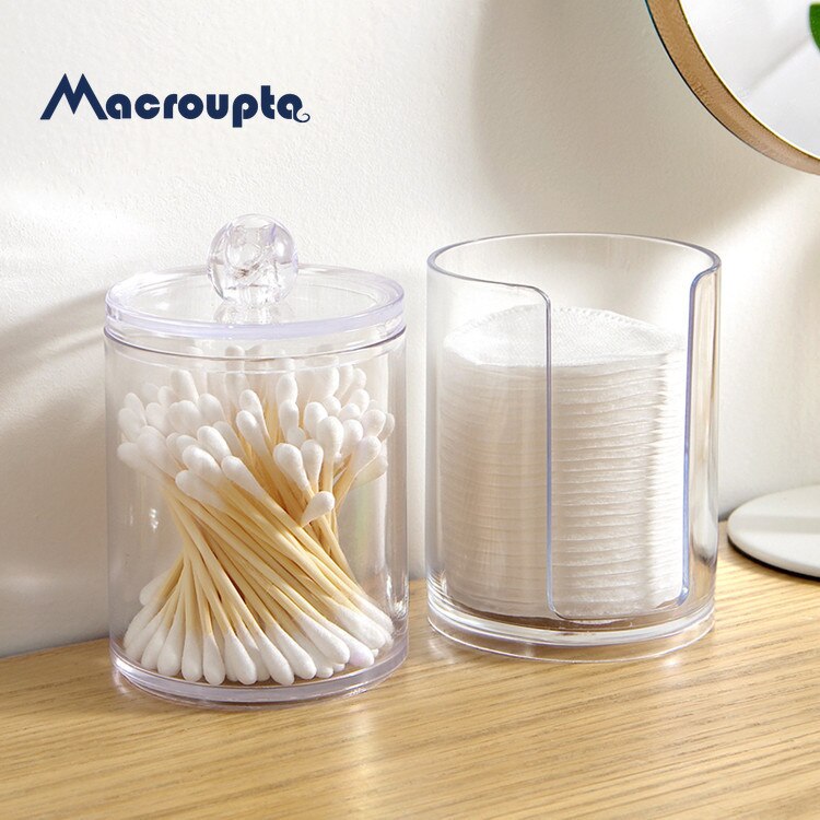 Acrylic Round Qtip Container Cosmetic Makeup Cotton Multifunctional Pad Organizer Jewelry Storage Box Holder and Candy Jars
