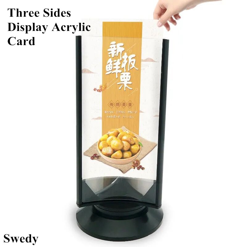 360 Degree Rotating Plastic Sign Holder Stand Tables Poster Picture Photo Display Frame Advertising Holder