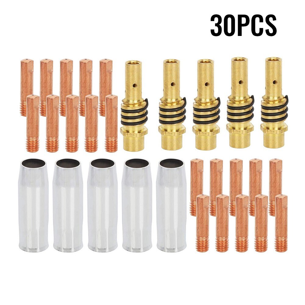 16/30pcs MB15 MIG Consumables Kit Contact Tips Shroud Nozzle Tip Holders For 14AK 15AK Welding Torch