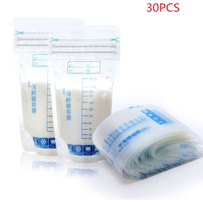 30 stks/pak Babyvoeding Opbergdoos 250ML Melk Vriezer Opbergtas BPA Gratis Veilige Feeding Tassen