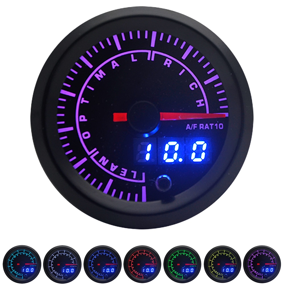 2 &quot;52Mm 7 Kleuren Led Car Auto Air Fuel Ratio Gauge Analoge/Digitale Dual Display Afr Gauge auto Meter