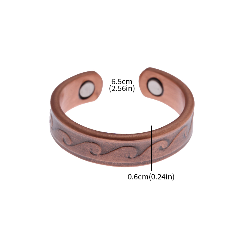 Anillo magnético con apertura de cobre ondulado a la Retro, accesorios de joyería Retro multifuncionales para hombres y mujeres