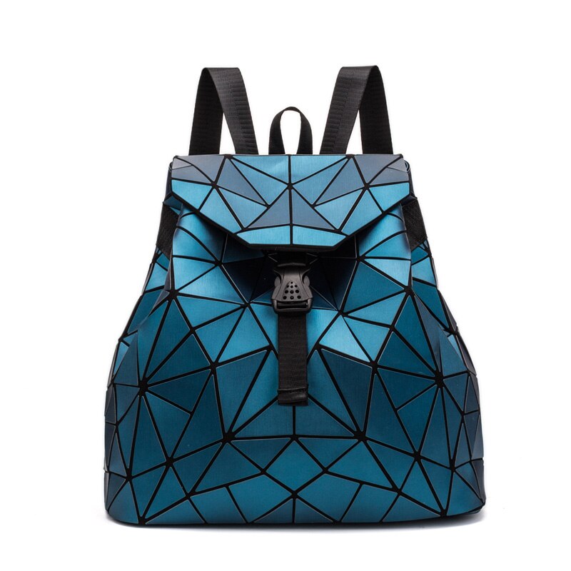Women Drawstring Backpack Geometric Female Backpacks For Teenage Girls Bagpack Holographic Ladies bao School Bag Sac: Sky