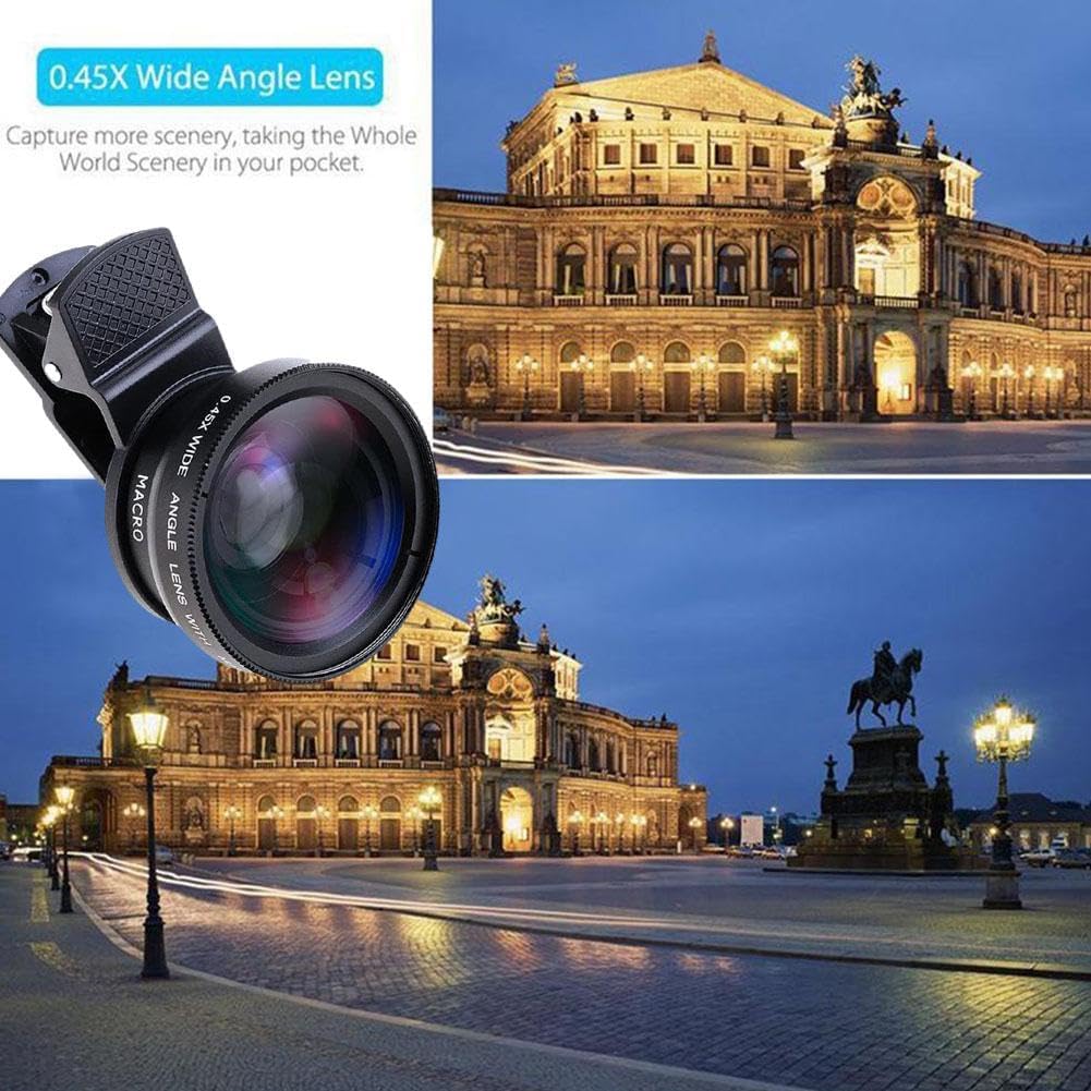 Professionele 2-in-1 universele lensclip 37mm telefoonlens 0.45x 49uv supergroothoek + macro HD-lens voor alle smartphones