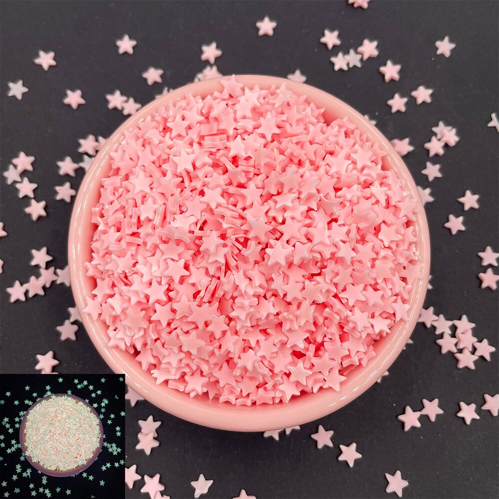Arcilla polimérica para manualidades, lámina luminosa con forma de luna y estrella, para hacer álbumes de recortes, manualidades, manualidades, arte de uñas, Material de relleno de barro de cristal, 100g: star-light pink