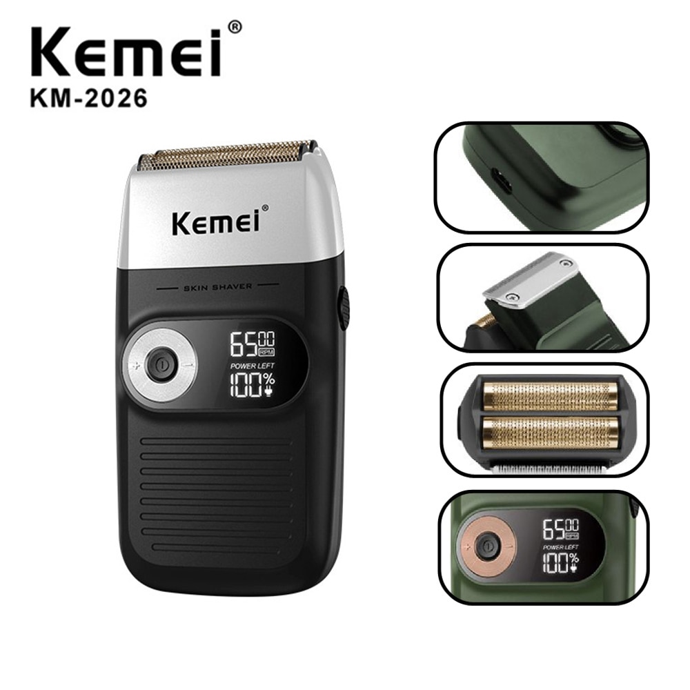 KM-T9/2026/1974 T Outliner mower KEMEI rasoir électrique Rechargeable tondeuse à barbe électrique Machine à raser pour hommes barbe rasoir humide-sec double usage lavable KM-T9