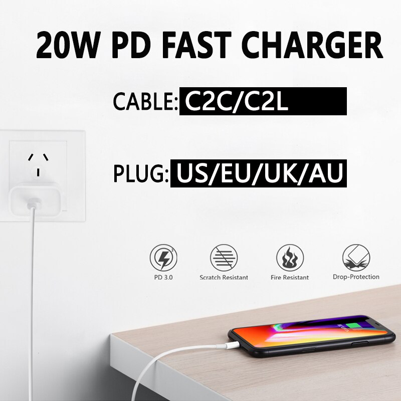 20W USB Type C Charger Fast Charge USBC Type-C Charger For iPhone Xiaomi Travel Wall Phone Charging Adapter