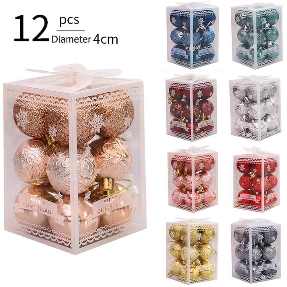 12 kpl ruusukulta muoviset joulupallot koristeena 4cm ripustettava riipus pallo sisävuosi joulupuun sisustus kodin joulukoristeita
